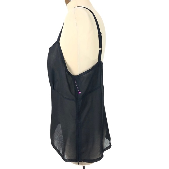 Camisole Size zipper easy on off adjustable strap Empire waist sheer Black M - Picture 4 of 7